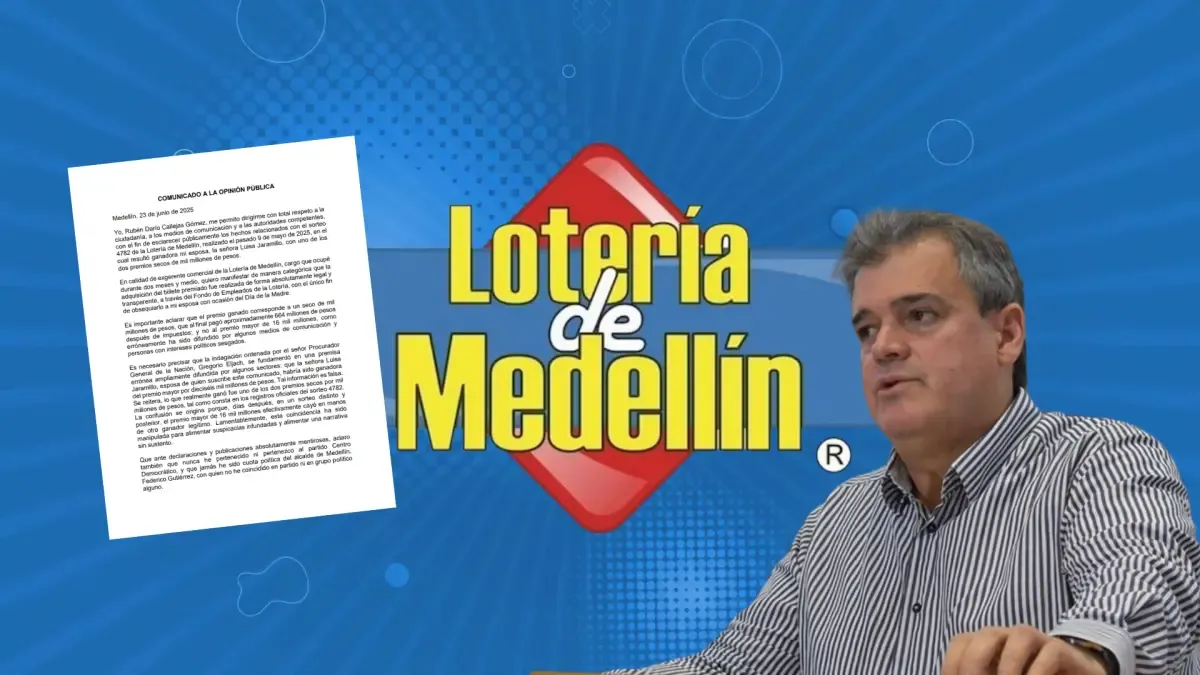 Dio un discurso de la lotería de Medellin examinada por el controvertido premio del millonario ganado por su esposa.

 – Ojo critico