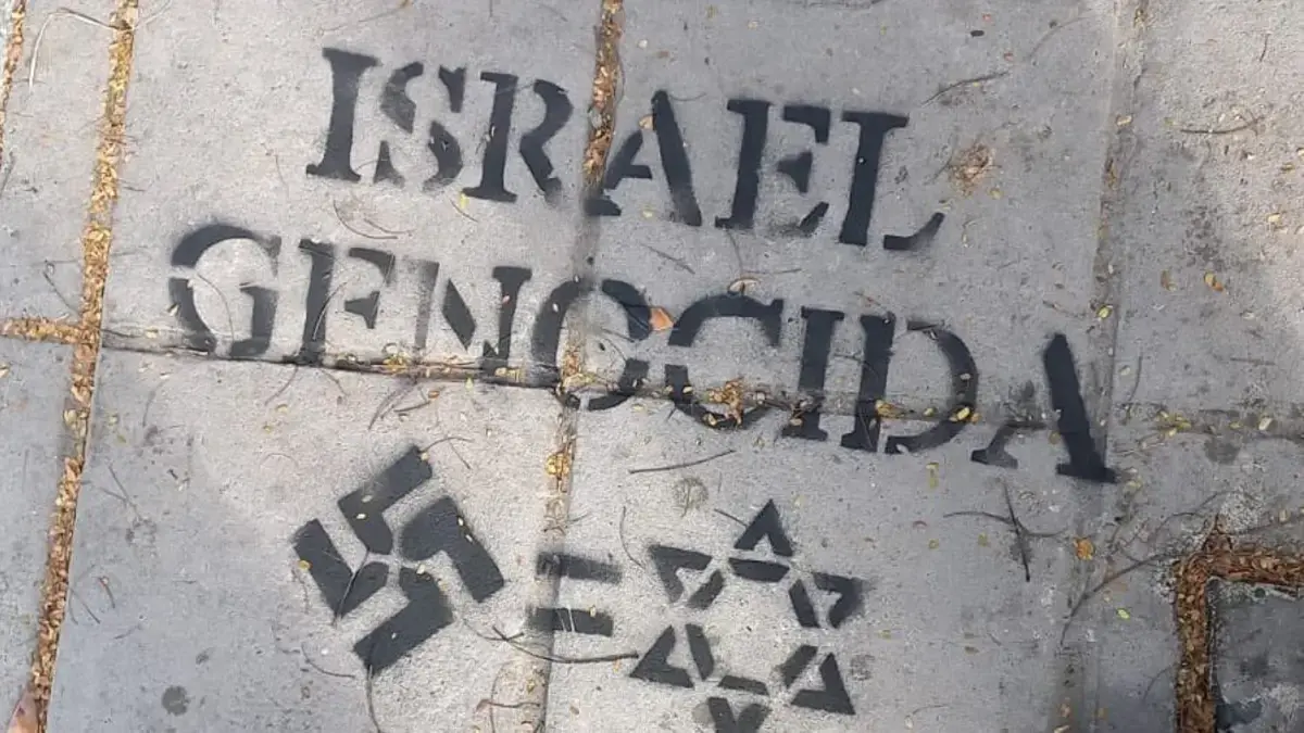 Pintaron graffiti con mensajes antisemita
 – Ojo critico