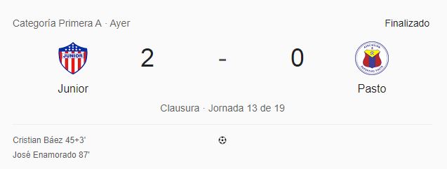 Junior derrota a Pasto 2-0 y recupera el liderazgo en la fecha 13 de la liga Betplay
 – Ojo critico