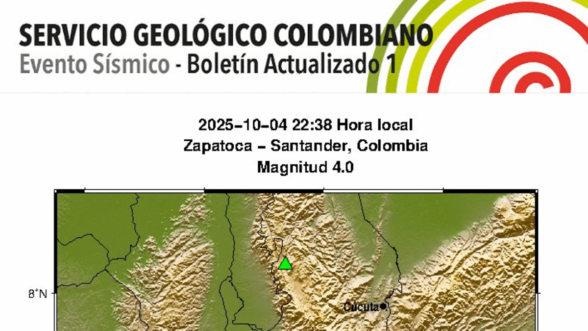 Fuerte temblor en Colombia hoy 4 de octubre El Servicio Geológico Colombiano informó Tamaño 4: Epicentro y más detalles

 – Ojo critico