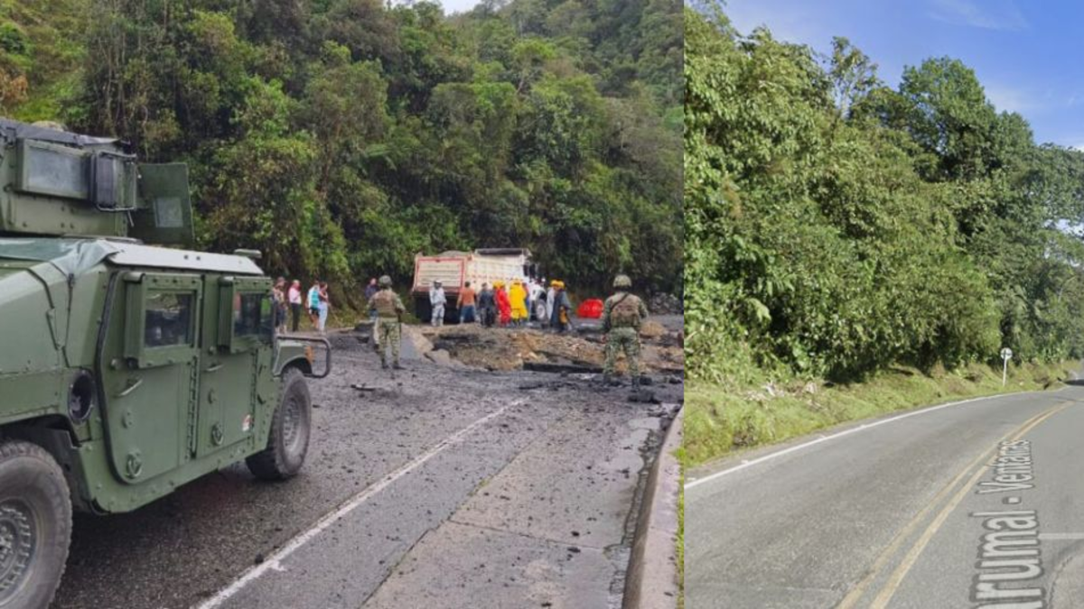 antes y después de la carretera destruida tras el ataque a la vía que une Medellín con la costa; Piden mayor seguridad

 – Ojo critico