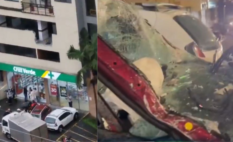 El vehículo cayó desde el tercer piso del edificio, hiriendo a una mujer

 – Ojo critico