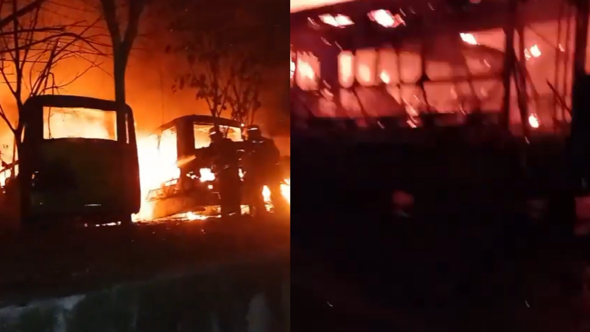 Grave avería de autobuses de Metrolínea en el portal de Girón, incendio consumió unos 14 coches, hay videos del incendio

 – Ojo critico