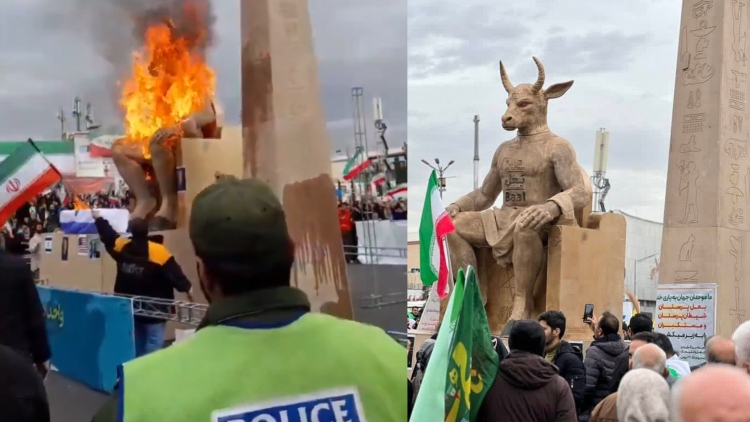 Manifestantes queman efigies de «Baal» con símbolos políticos y religiosos

 – Ojo critico