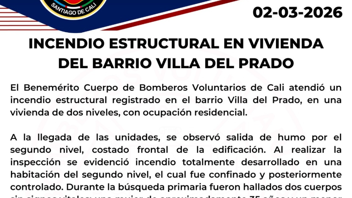 el fuego destruyó gran parte del segundo piso de la casa; Murieron una mujer y un niño de aproximadamente 3 años.

 – Ojo critico