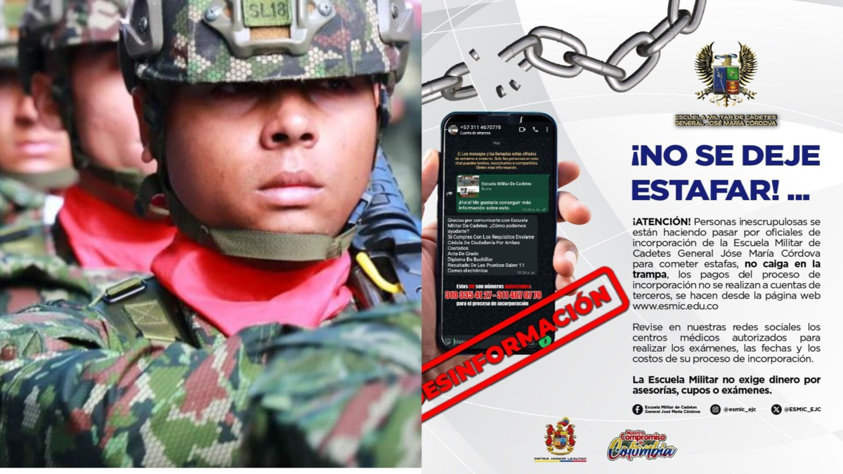 El Ejército Nacional advirtió contra el fraude en el proceso de ingreso a la institución; Delincuentes se hacen pasar por agentes: «No os caigáis»

 – Ojo critico