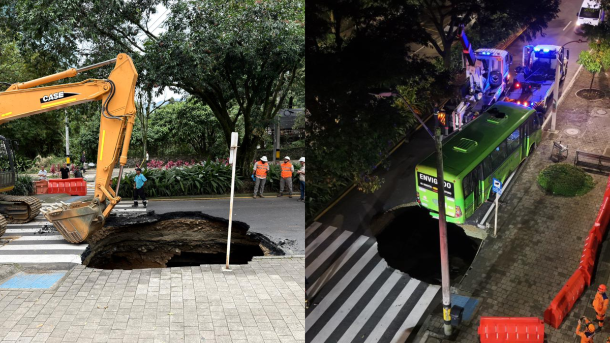 el tamaño del impresionante socavón que apareció en la avenida El Poblado de Medellín; la intervención durará varios días

 – Ojo critico